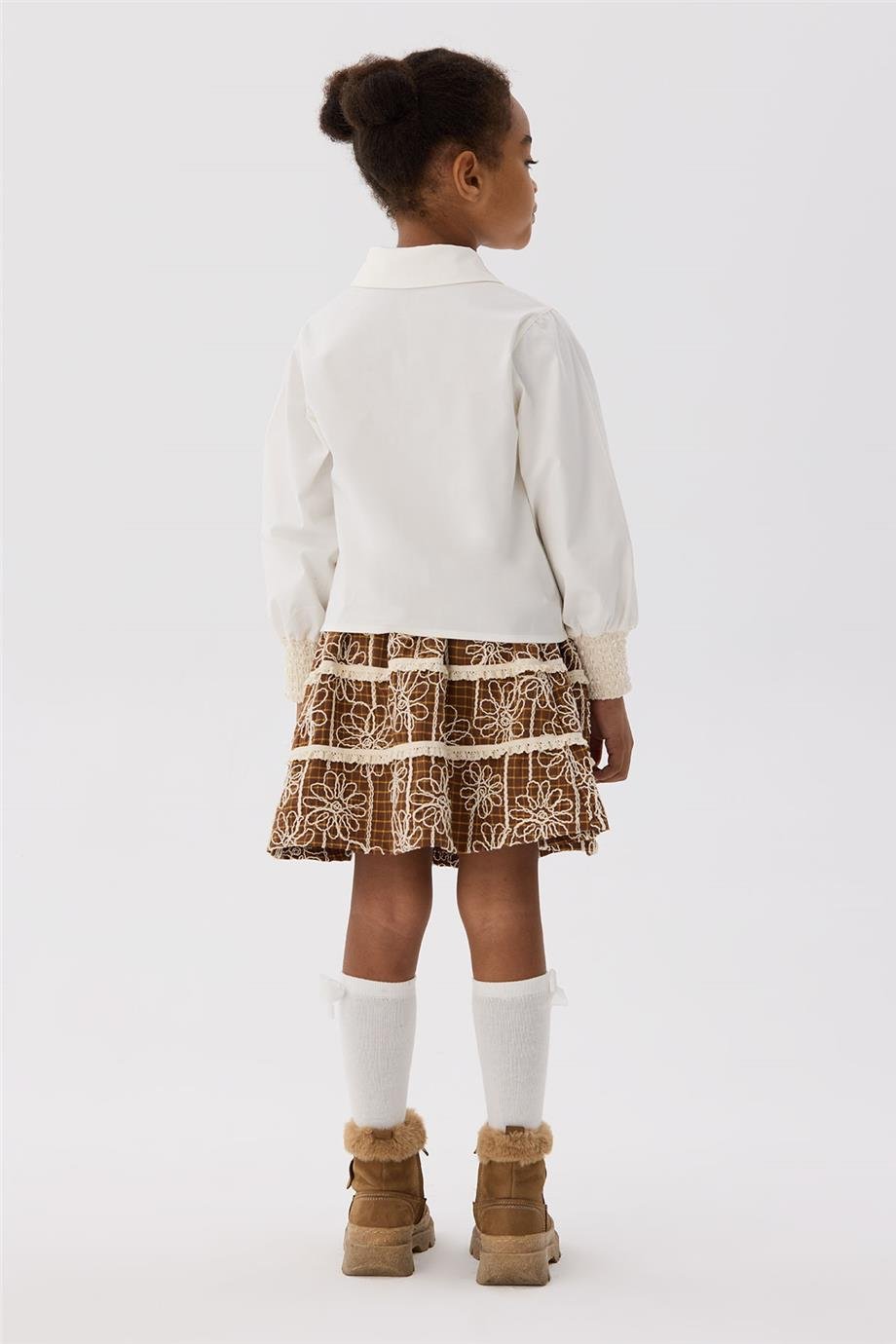 Tyess Kız Çocuk Ekru Gömlek