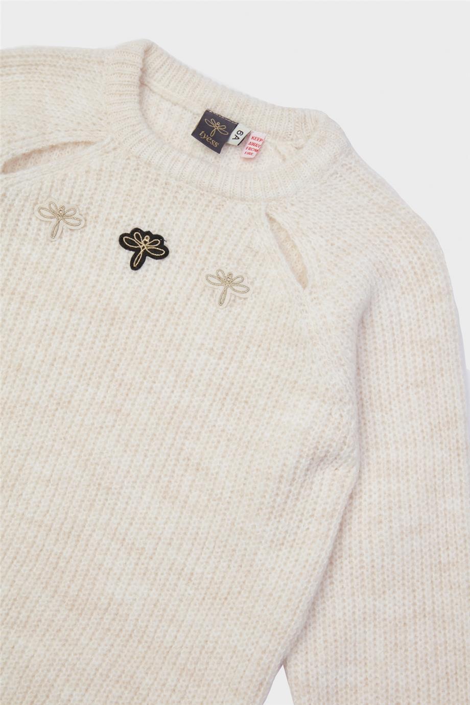 Tyess Kız Çocuk Ekru Kazak