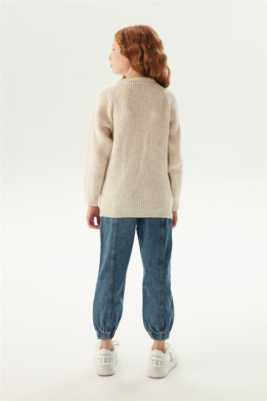 Tyess Kız Çocuk Ekru Kazak