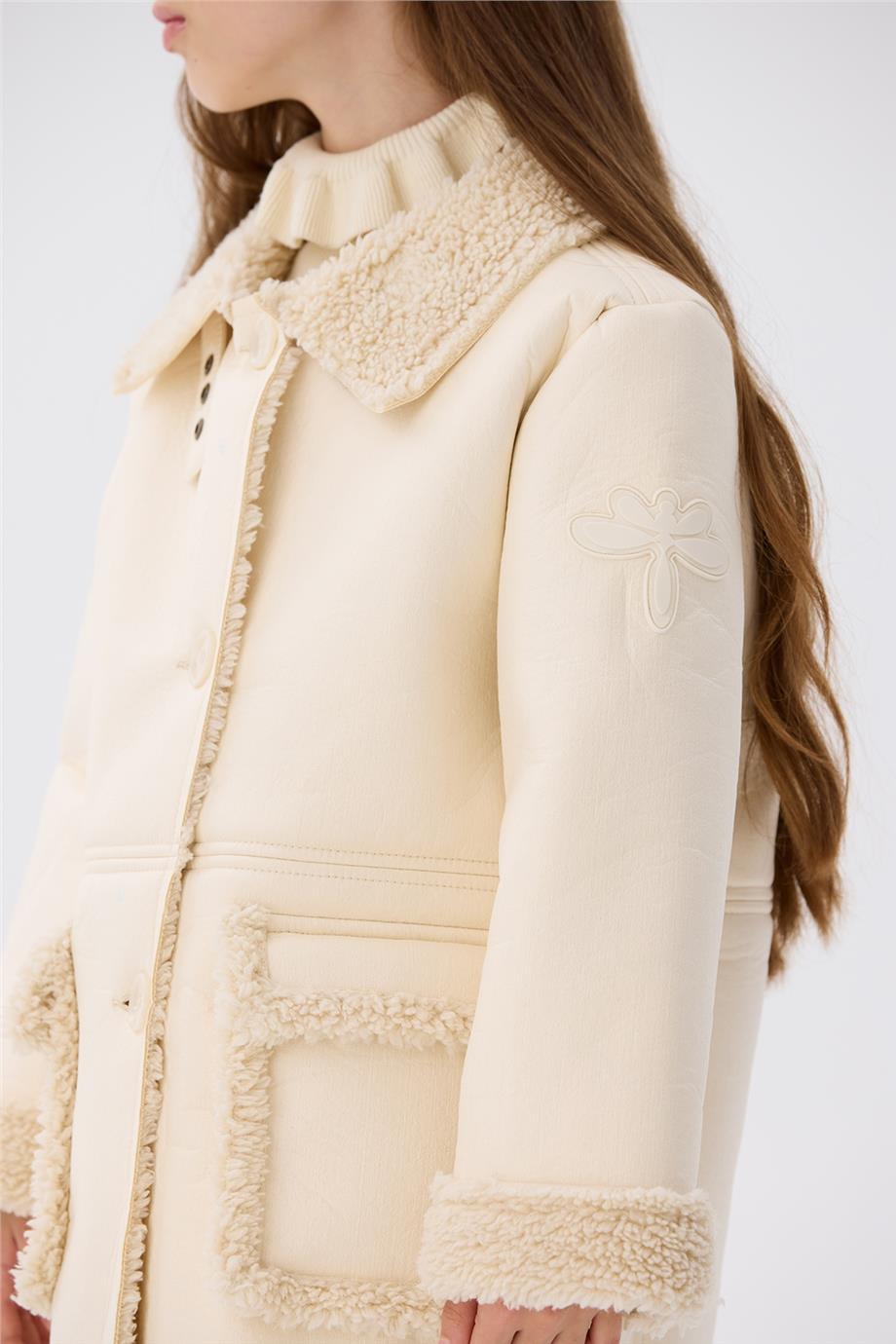 Tyess Kız Çocuk Ekru Mont