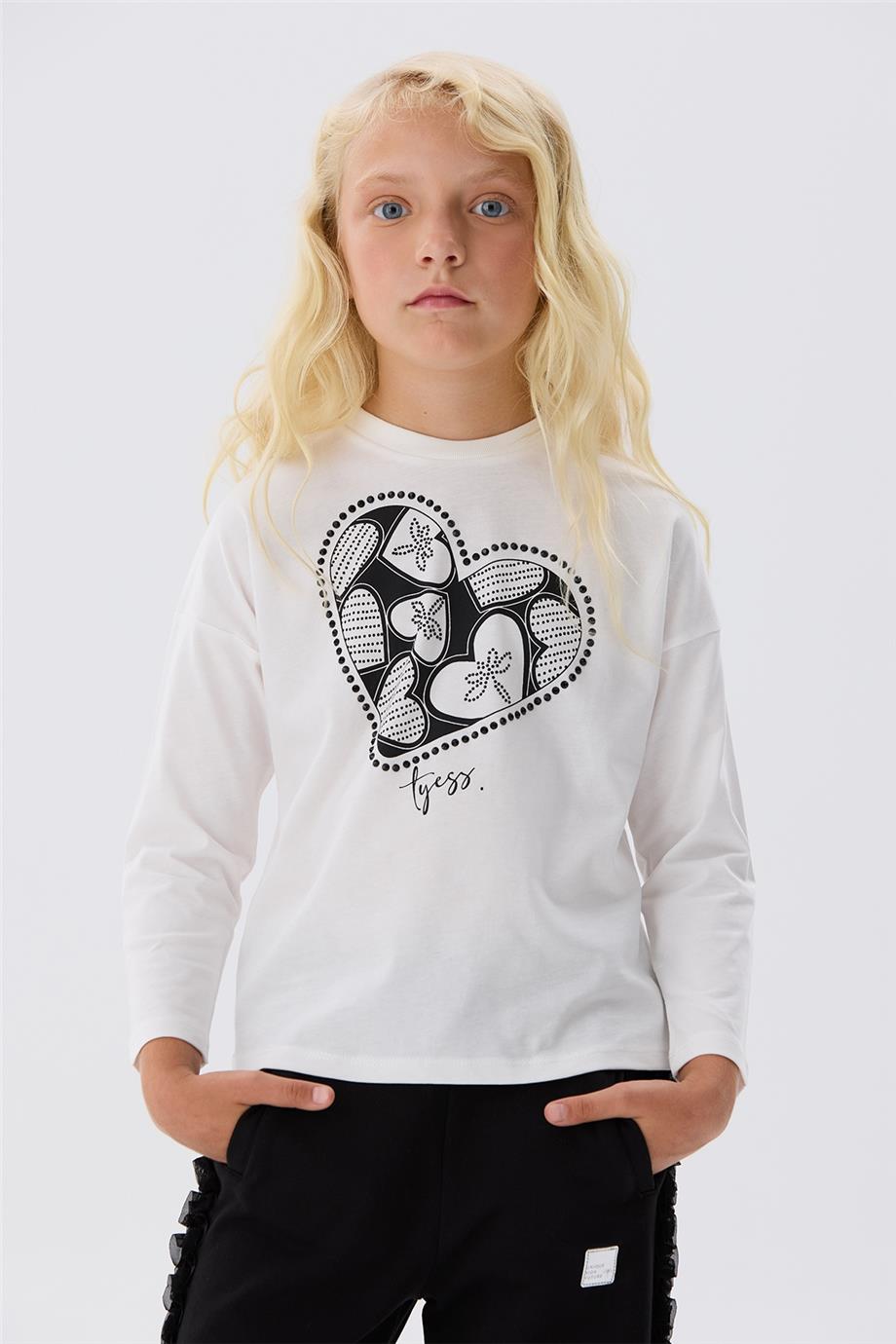 Tyess Kız Çocuk Ekru T-Shirt