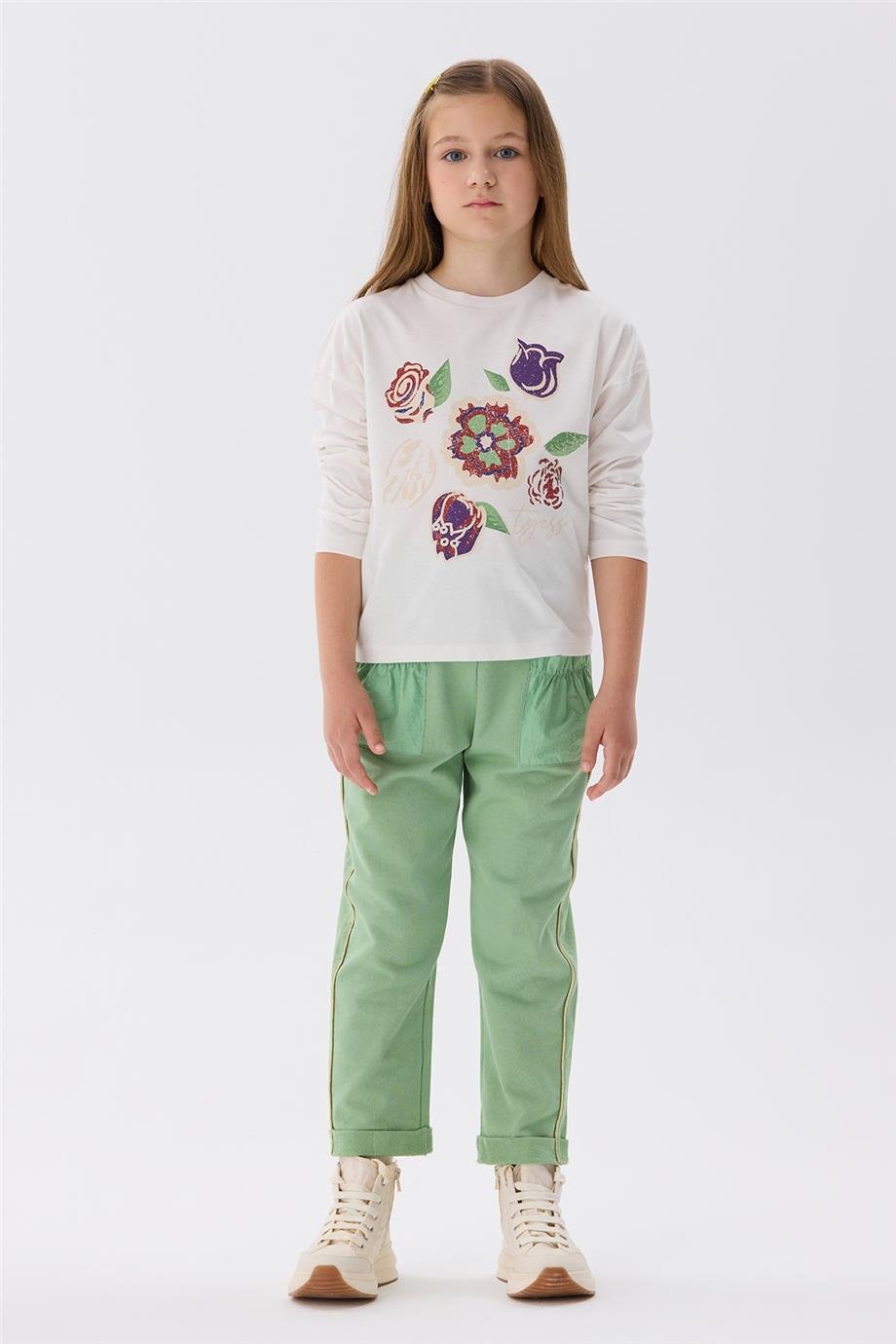 Tyess Kız Çocuk Ekru T-Shirt