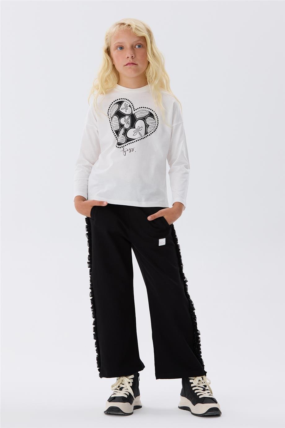 Tyess Kız Çocuk Ekru T-Shirt