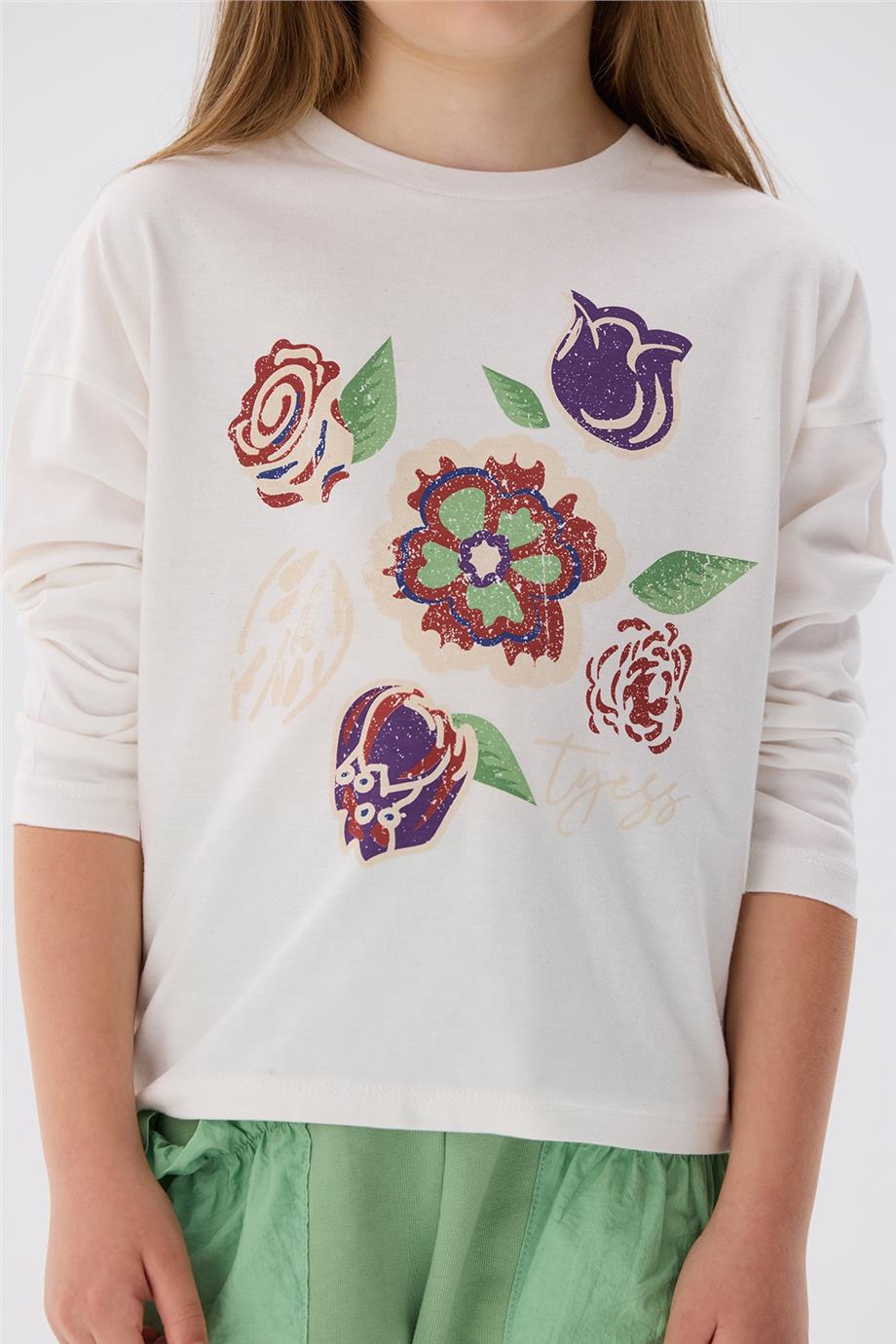 Tyess Kız Çocuk Ekru T-Shirt