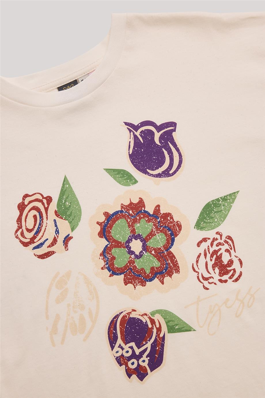 Tyess Kız Çocuk Ekru T-Shirt