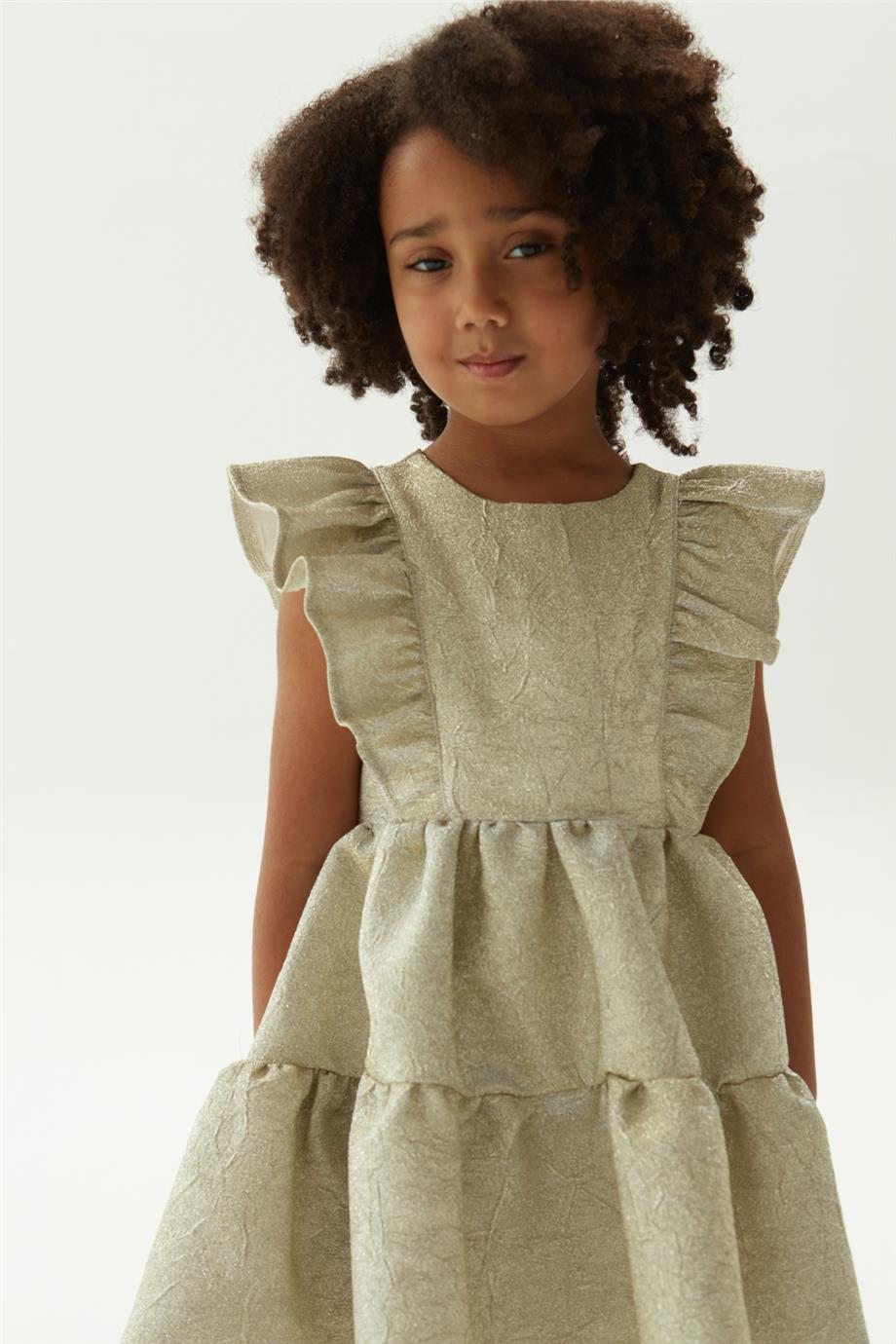 Tyess Kız Çocuk Gold Elbise
