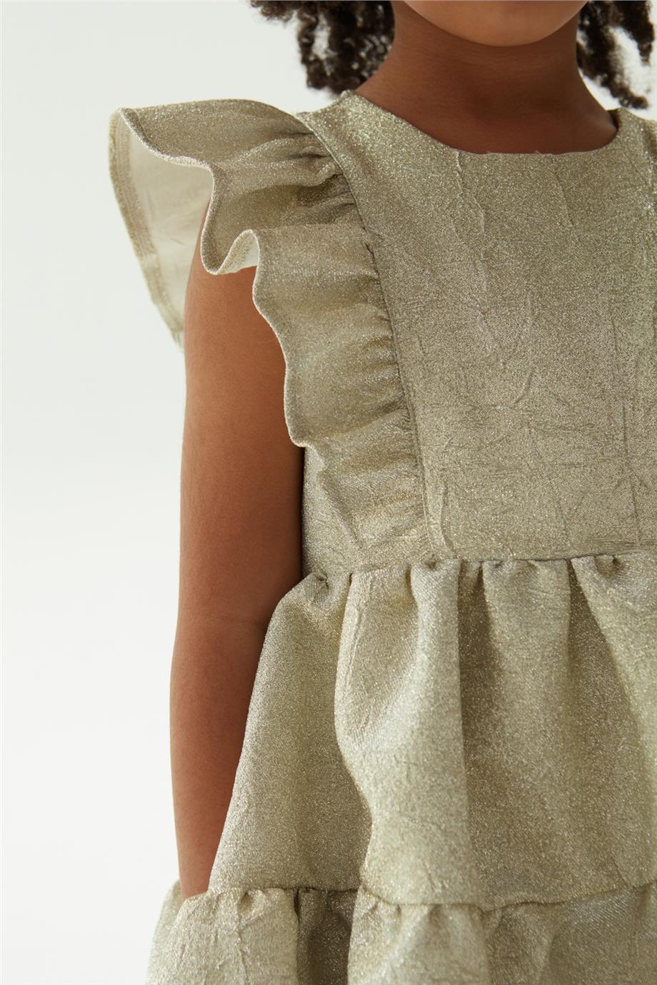 Tyess Kız Çocuk Gold Elbise