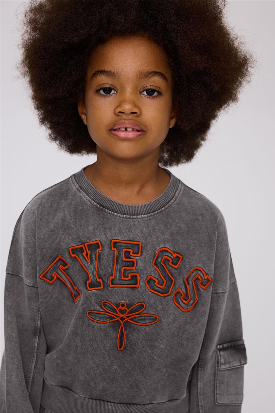 Tyess Kız Çocuk Gri Melanj SweatshirtTyess Kız Çocuk Gri Melanj Sweatshirt