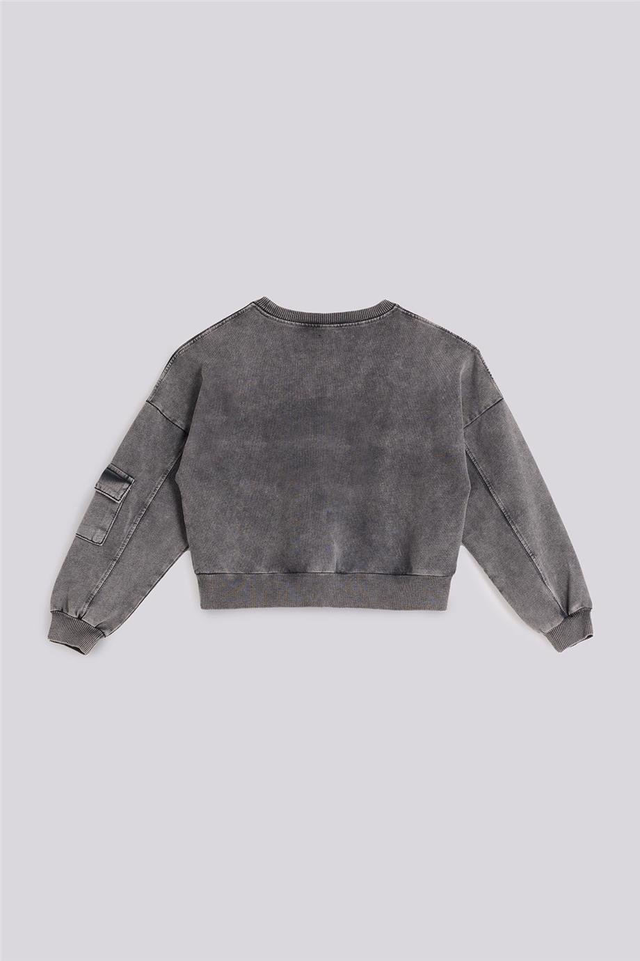 Tyess Kız Çocuk Gri Melanj SweatshirtTyess Kız Çocuk Gri Melanj Sweatshirt