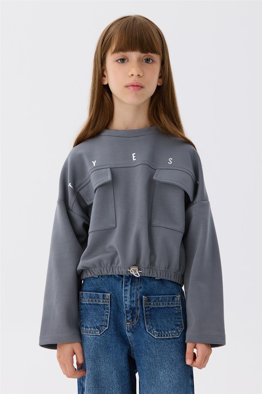 Tyess Kız Çocuk Gri Sweatshirt