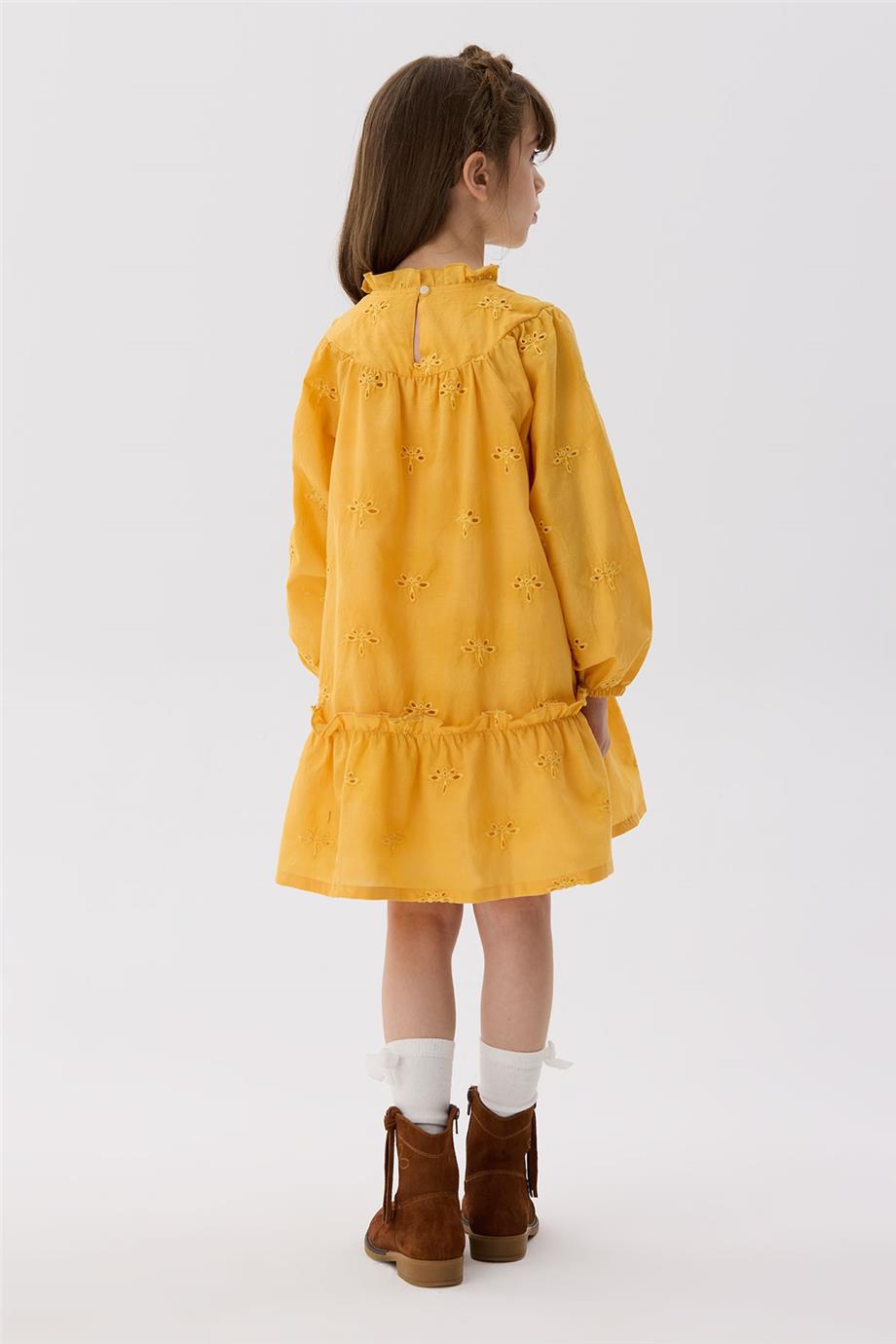 Tyess Kız Çocuk Hardal Elbise