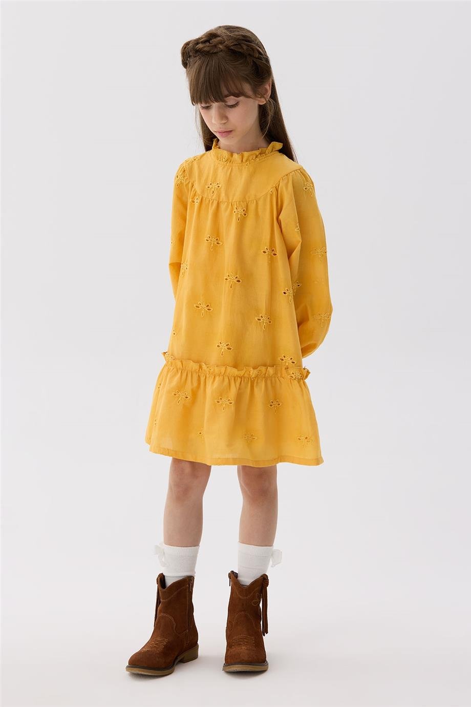 Tyess Kız Çocuk Hardal Elbise
