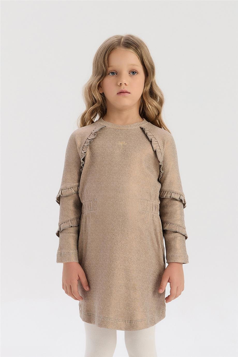 Tyess Kız Çocuk Kahve ElbiseTyess Kız Çocuk Kahve Elbise