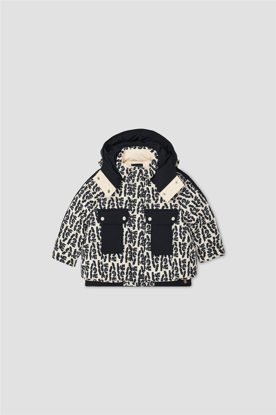 Tyess Kız Çocuk Kapüşonlu Oversize Desenli MontTyess Kız Çocuk Kapüşonlu Oversize Desenli Mont