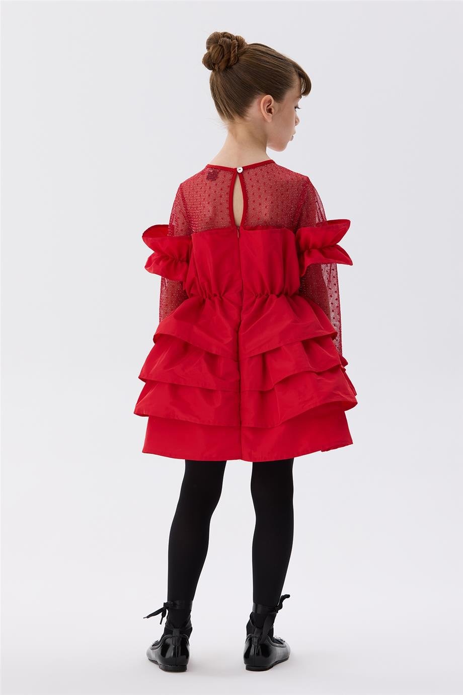 Tyess Kız Çocuk Kırmızı Elbise