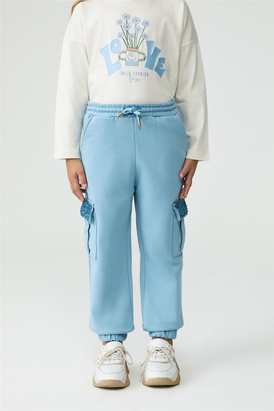 Tyess Kız Çocuk Mavi Eşofman AltıTyess Kız Çocuk Mavi Eşofman Altı