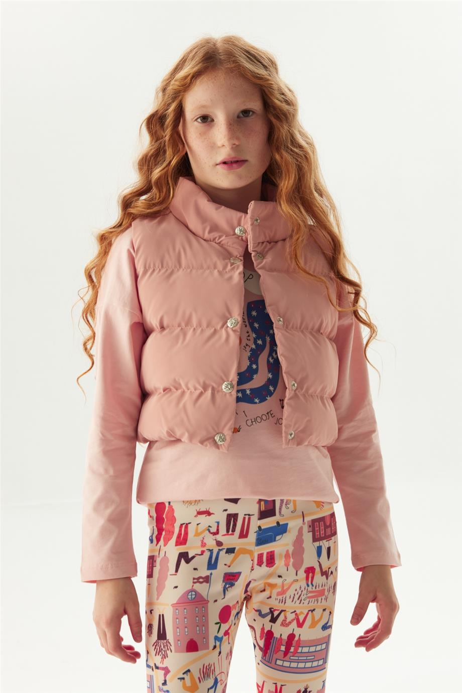 Tyess Kız Çocuk Pembe Yelek