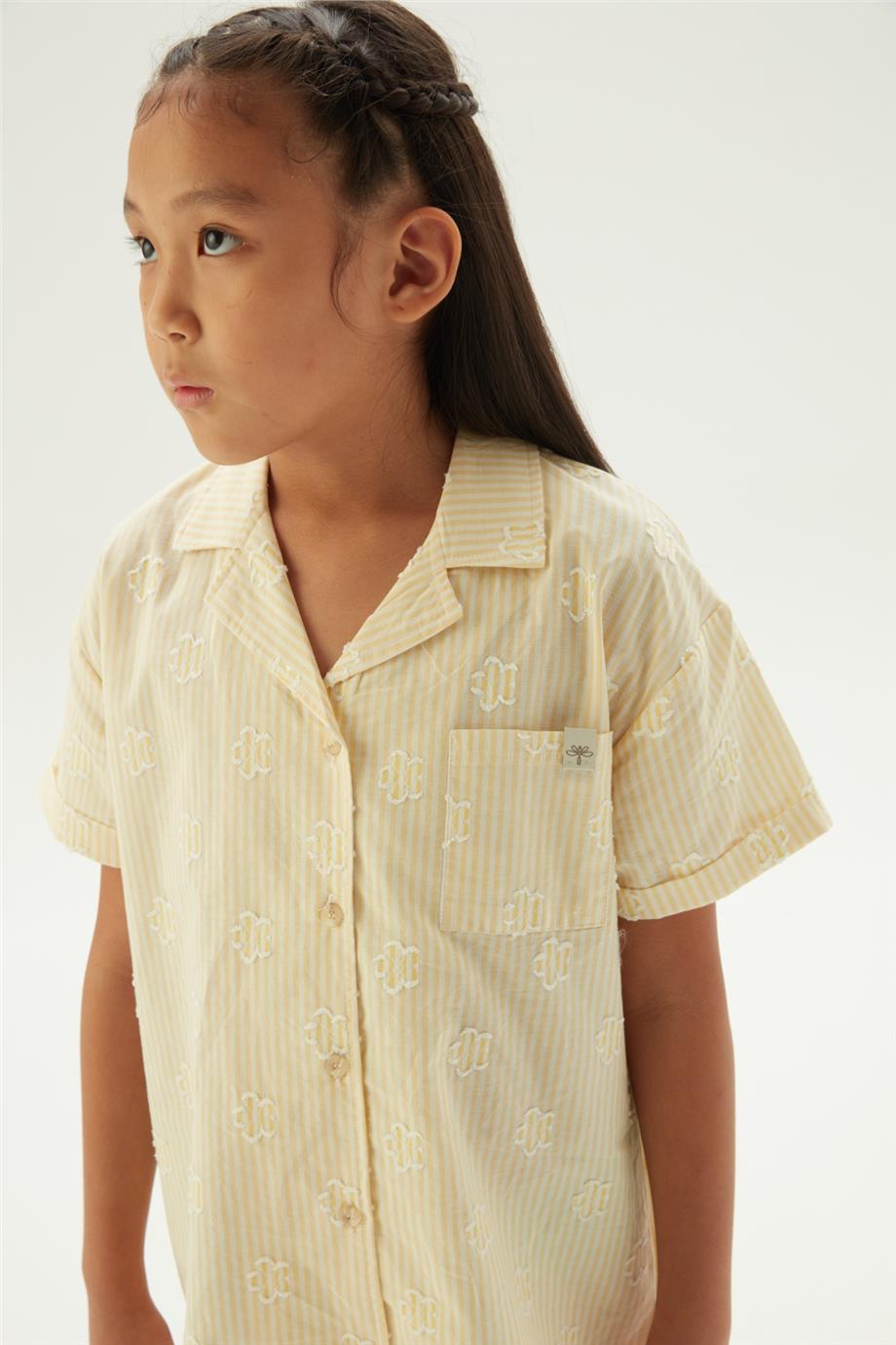 Tyess Kız Çocuk Sarı Pijama Elbise