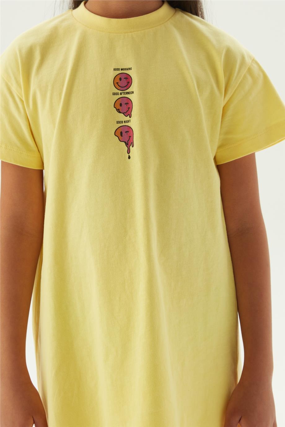 Tyess Kız Çocuk Sarı Pijama Elbise