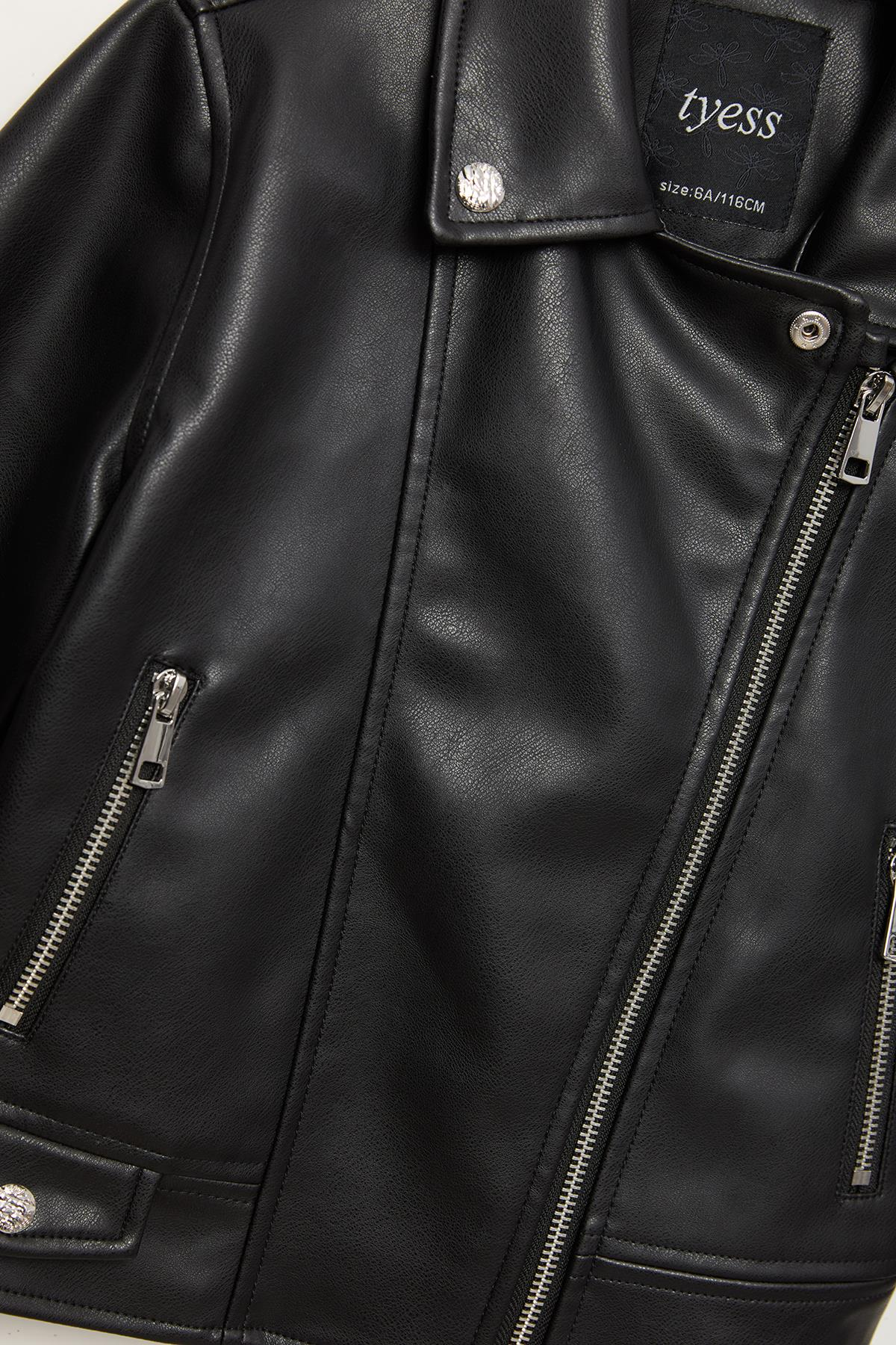 Tyess Girl Black Leather JacketTyess Girl Black Leather Jacket