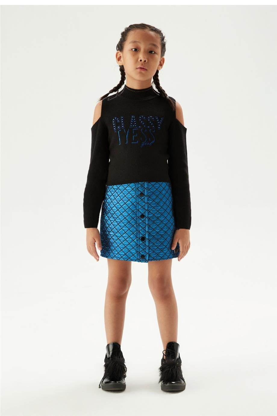 Tyess Kız Çocuk Siyah Kazak