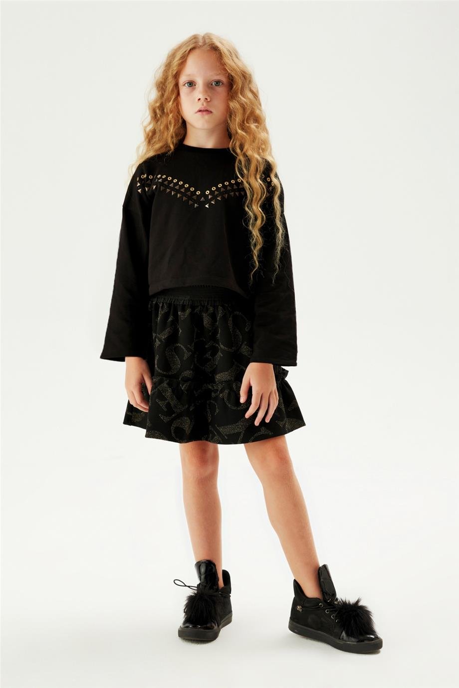 Tyess Kız Çocuk Siyah Sweatshirt