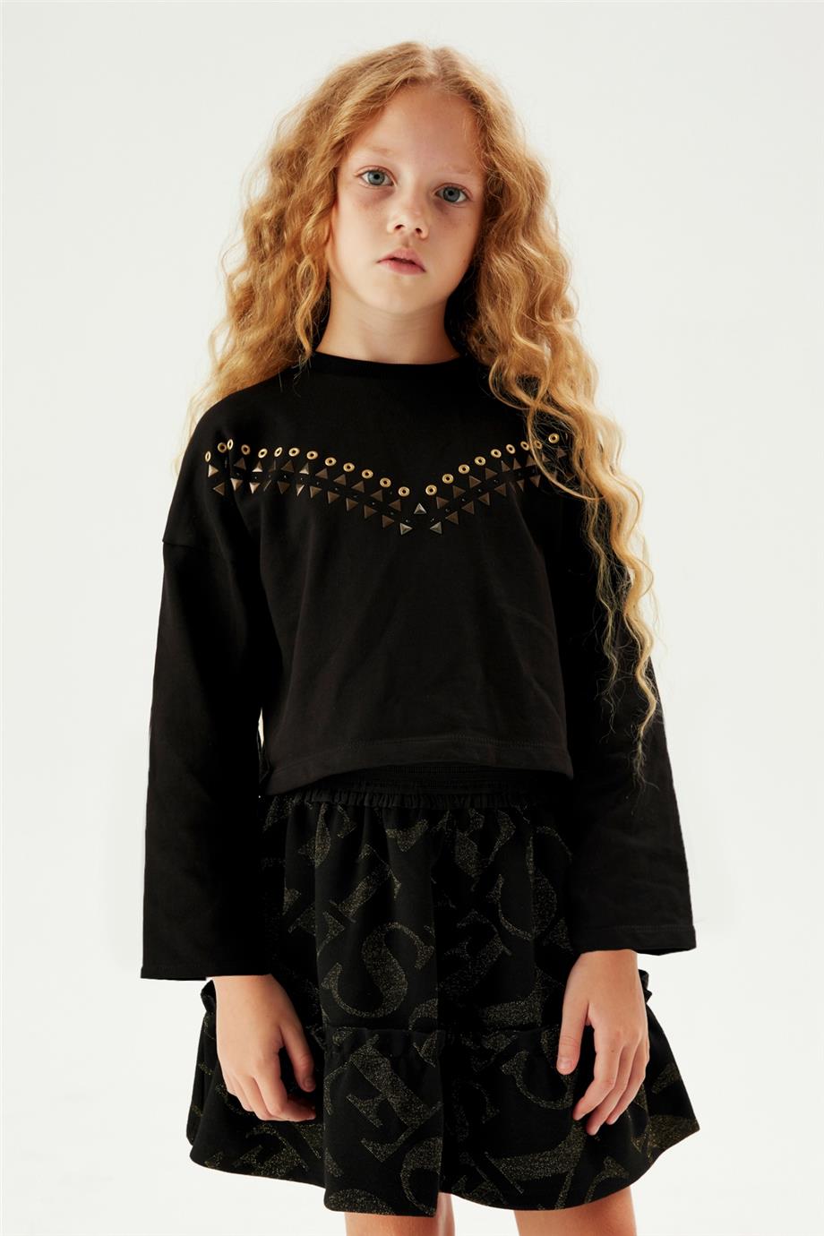 Tyess Kız Çocuk Siyah Sweatshirt