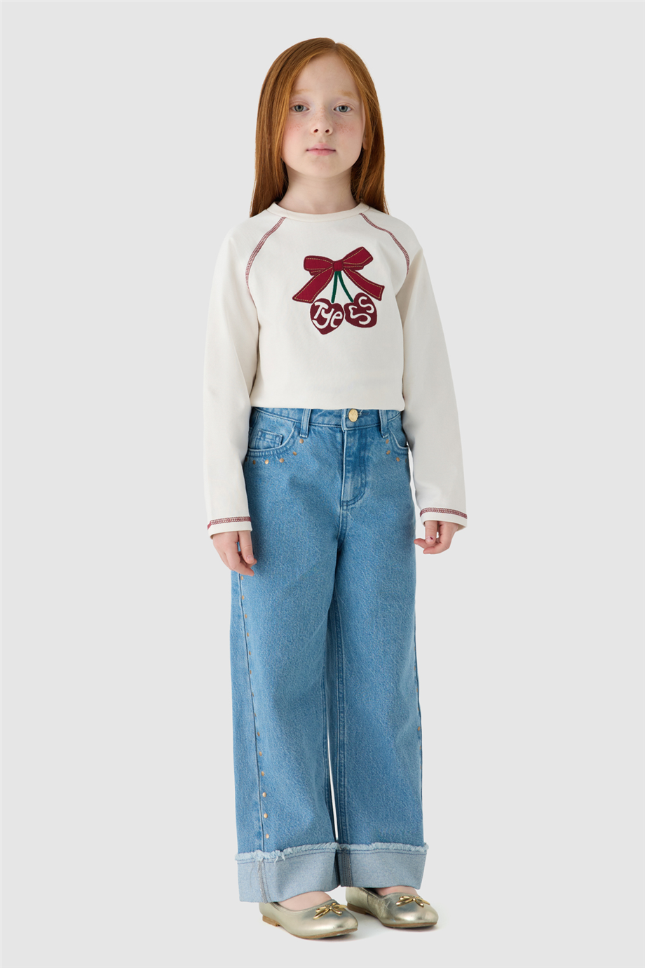 Tyess Kız Çocuk Taş Baskılı Baskılı Denim PantolonTyess Kız Çocuk Taş Baskılı Baskılı Denim Pantolon