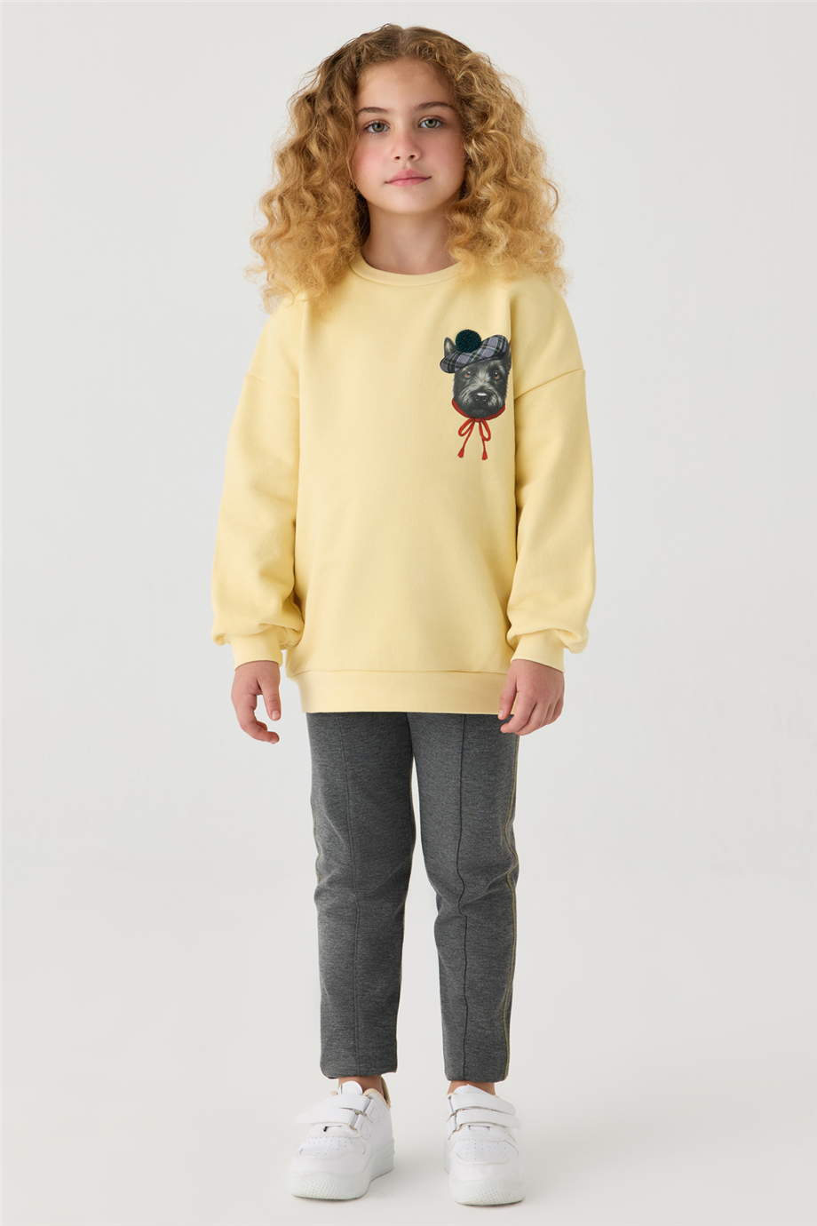Tyess Kız Çocuk Transfer Baskılı Bisiklet Yaka Sarı SweatshirtTyess Kız Çocuk Transfer Baskılı Bisiklet Yaka Sarı Sweatshirt