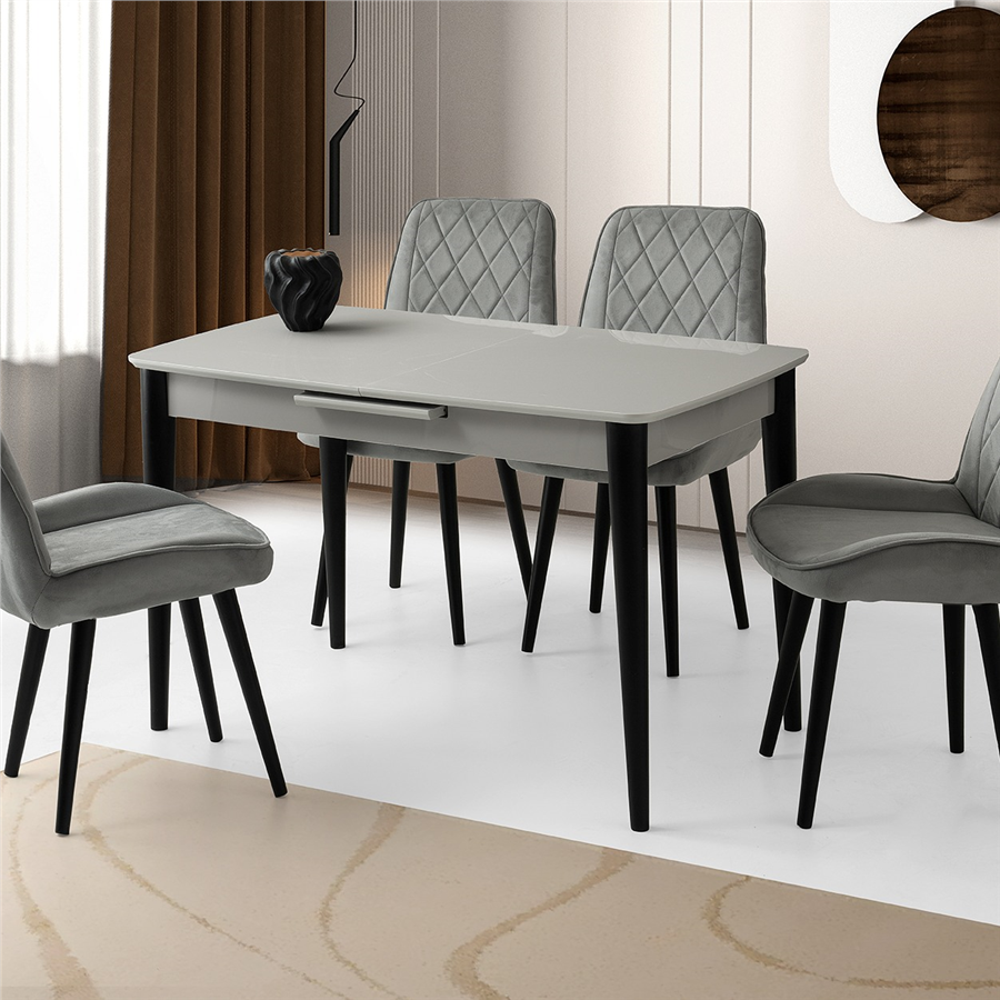 120+30*70 MİLANO HG AÇIK GRİ MASA + 4 FULYA SANDALYE TAKIMI