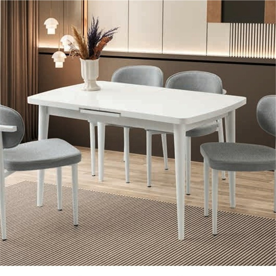 130+30*80 SİLVA BEYAZ MASA + 4 SİESTA SANDALYE TAKIMI