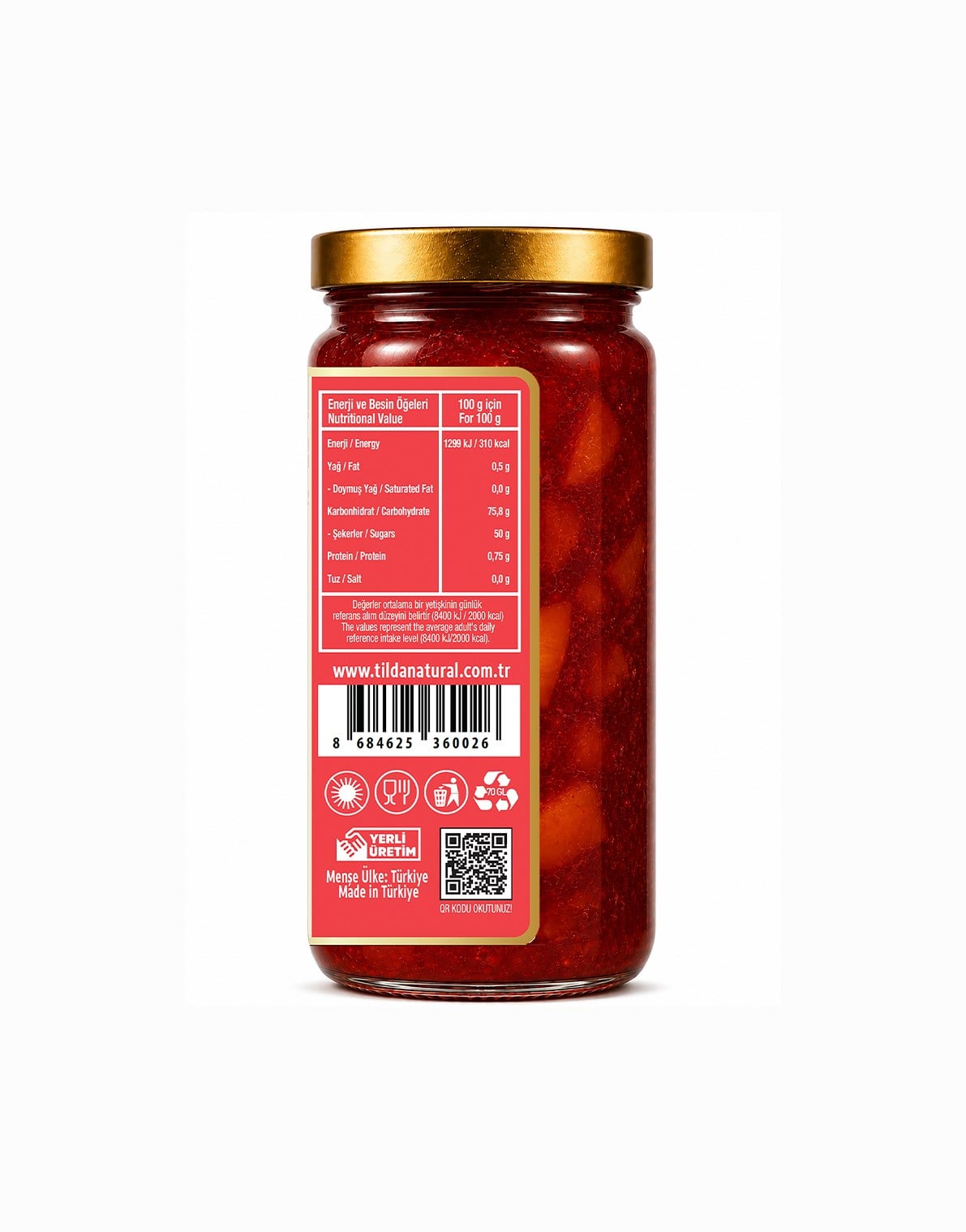 Lapseki Şeftali Reçeli (%80 Meyve) – 250 g