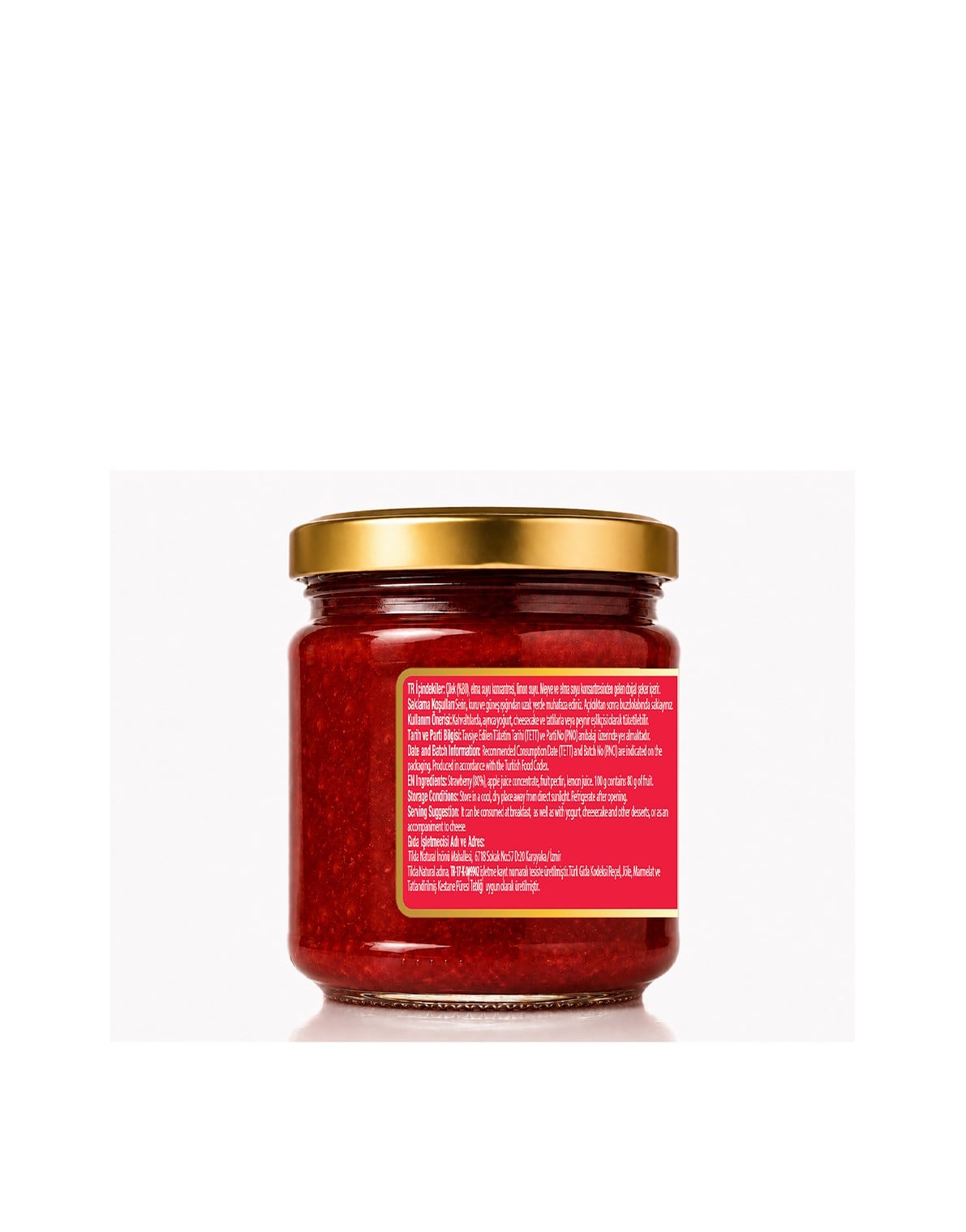 Şeker İlavesiz Çilek Marmelatı (%80 Meyve) – 220 g