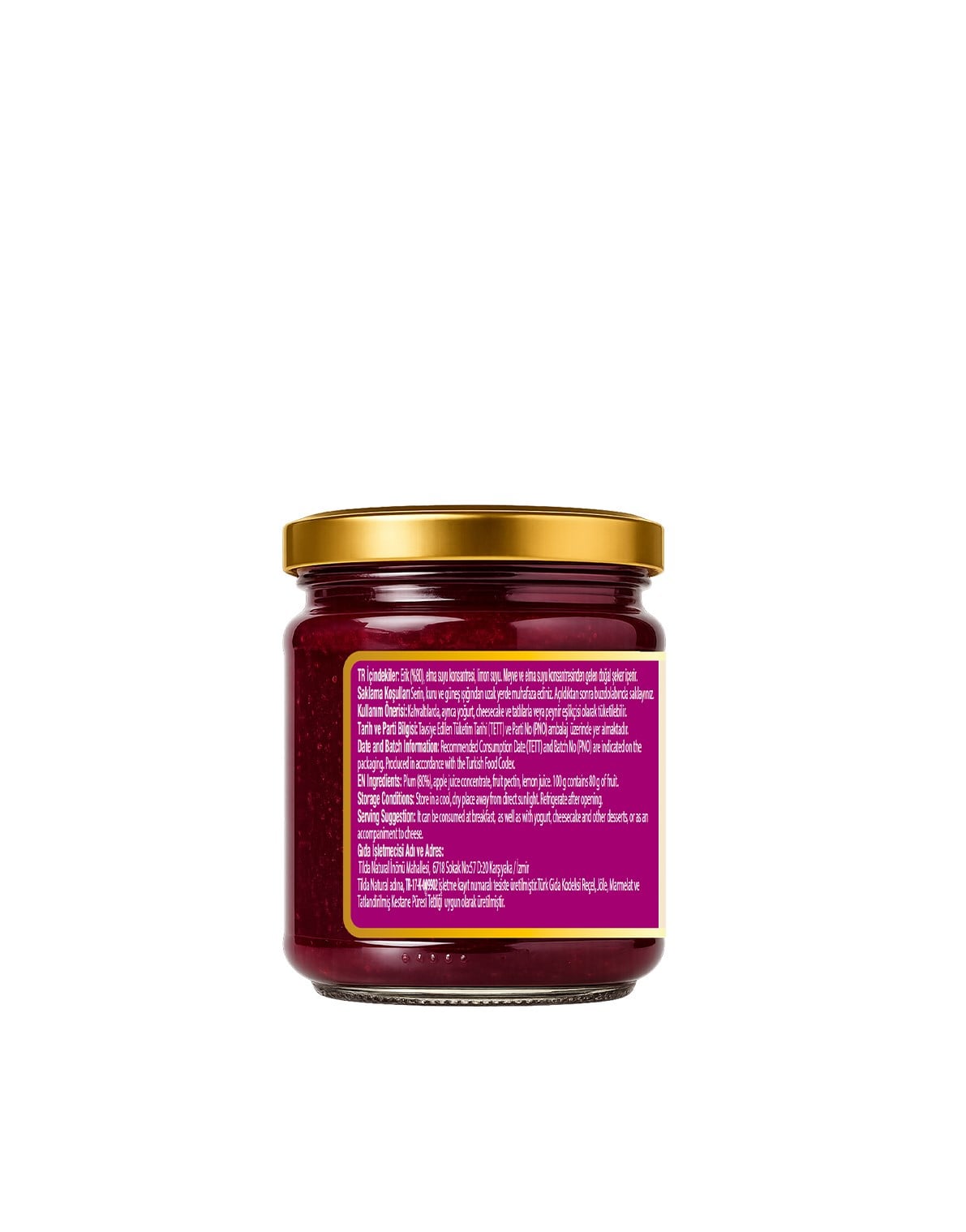 Şeker İlavesiz Erik Marmelatı (%80 Meyve)  –  220 g