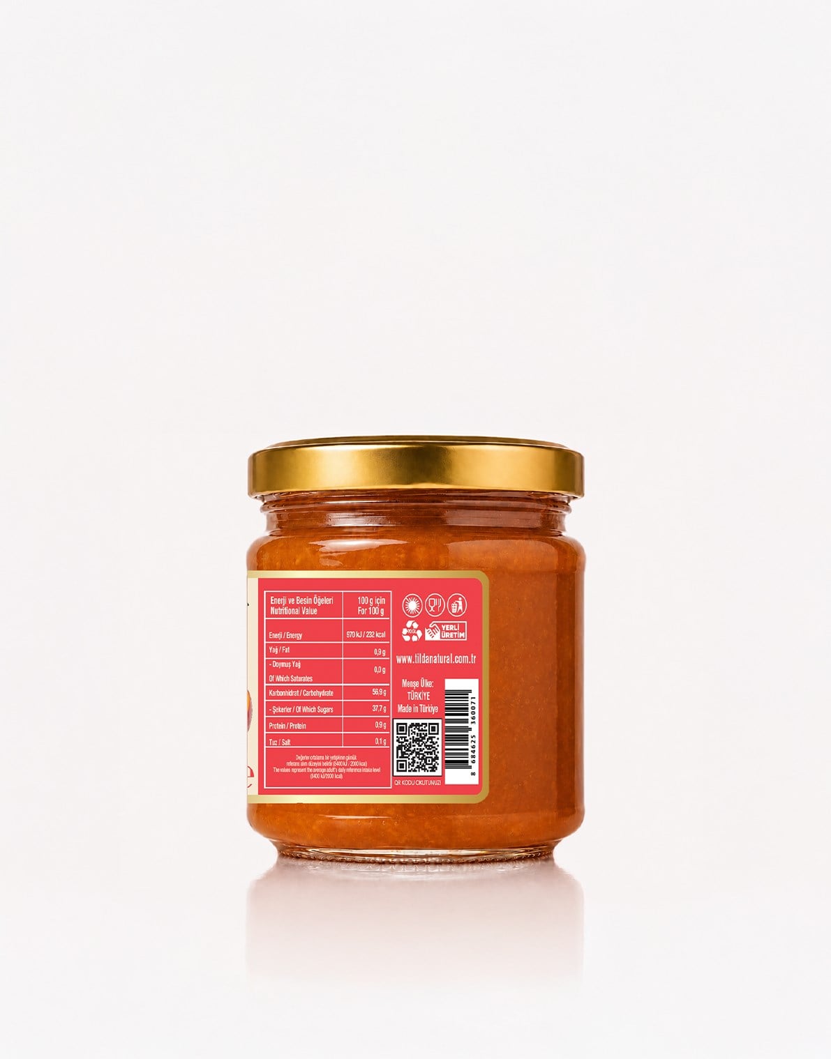 Şeker İlavesiz Şeftali Marmelatı (%80 Meyve) – 220 g