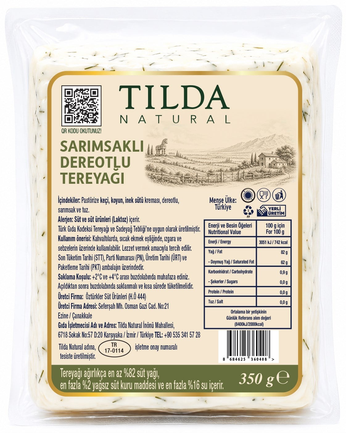 Tilda Dereotlu Sarımsaklı Tereyağı 350 G