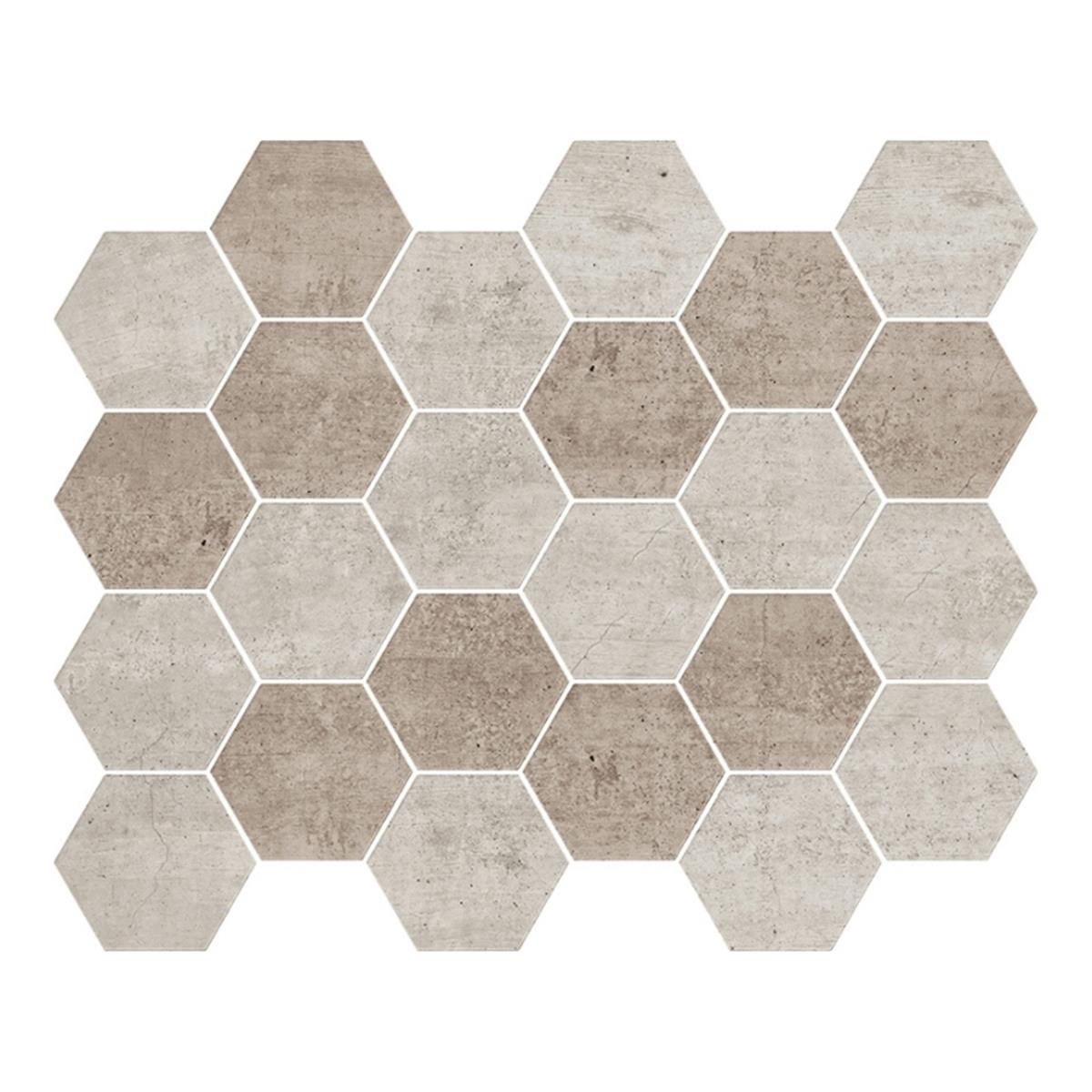 Betsan Hexa Mega Concrete Taupe Blend Light 77x88 mm Dekor Mozaik
