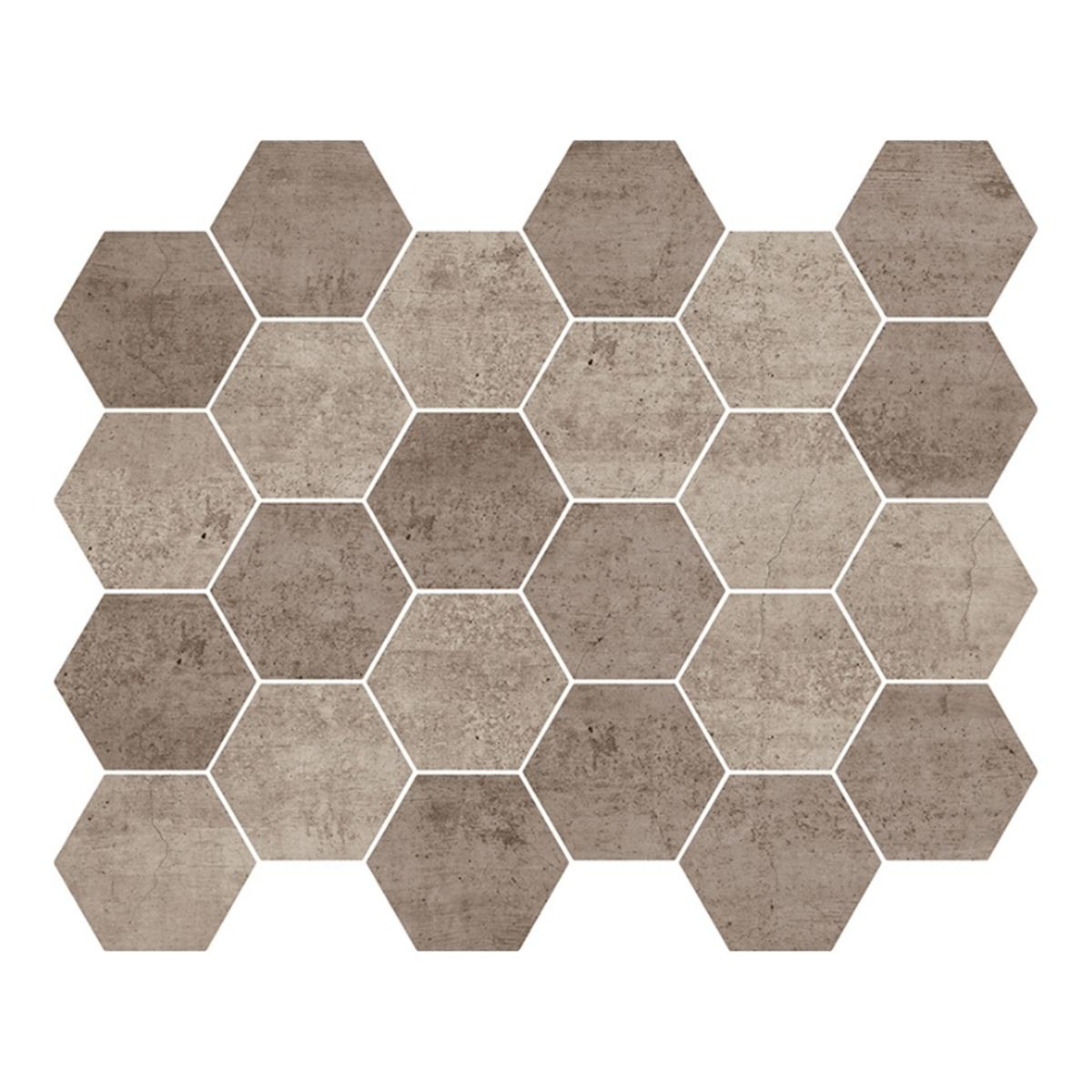Betsan Hexa Mega Concrete Taupe Blend Dark 77x88 mm Dekor Mozaik