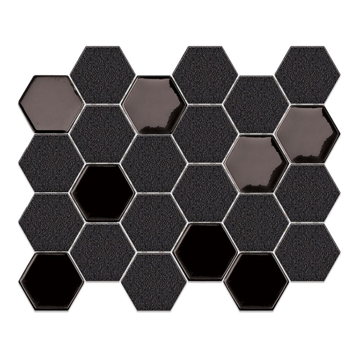 Betsan Hexa Mega Neostone Artistic Blend Sugar Black 77x88 mm Dekor Mozaik