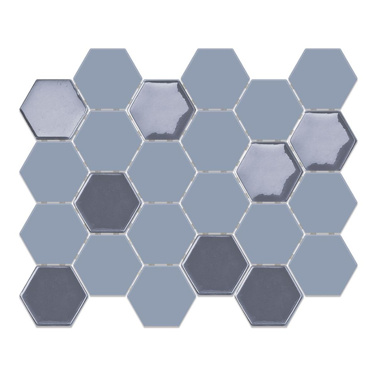 Betsan Hexa Mega Neostone Blend Artistic Blue Grey 77x88 mm Dekor Mozaik