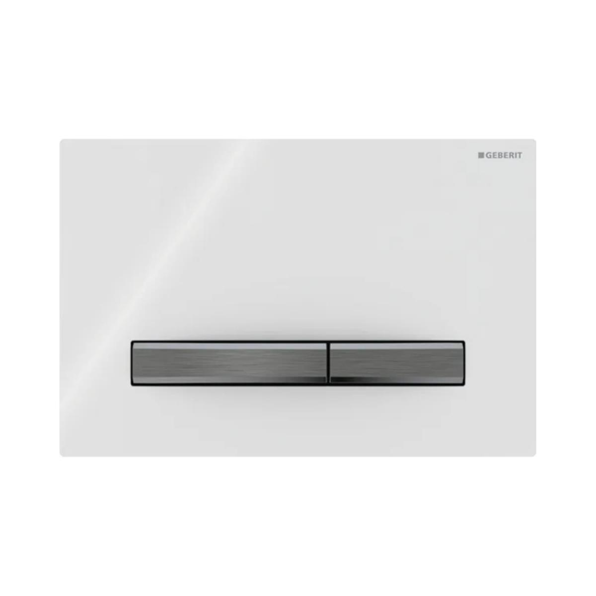 Geberit Kumanda Kapağı Sigma50 - Çift Basmalı - Beyaz / Siyah Krom