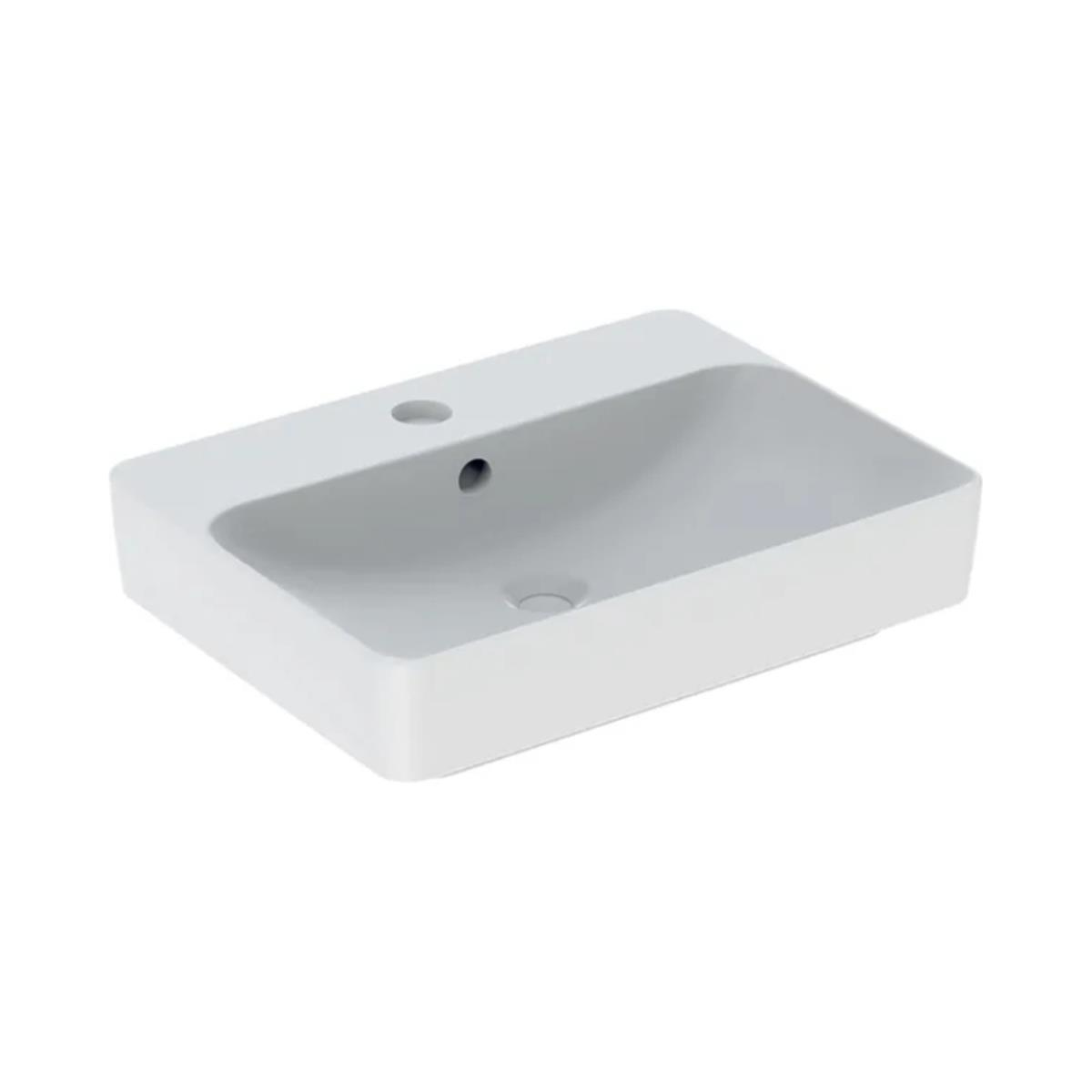Geberit VariForm Çanak Lavabo, Dikdörtgen ve Batarya Banklı, 60x45 cm (Taşma Delikli)