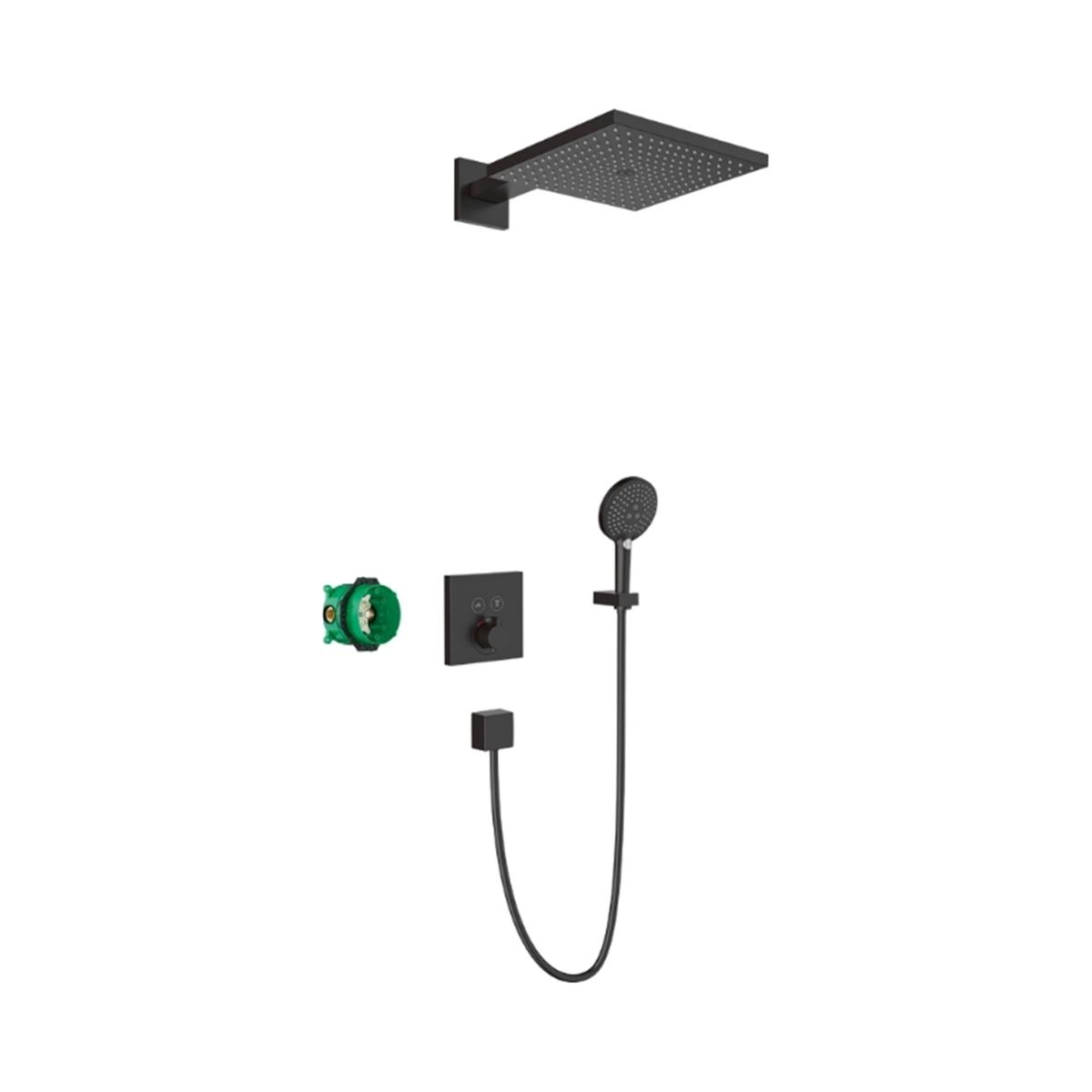 Hansgrohe Raindance E Duş sistemi ankastre montaj için ShowerSelect termostat ile  Satin Siyah