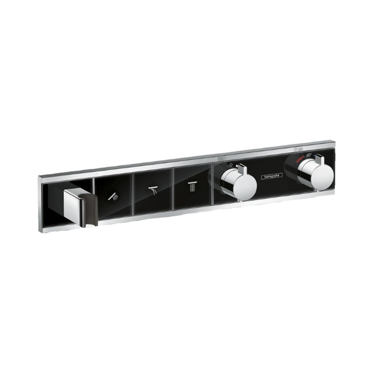RainSelect Termostat ankastre montaj, 3 çıkış için Siyah/Krom