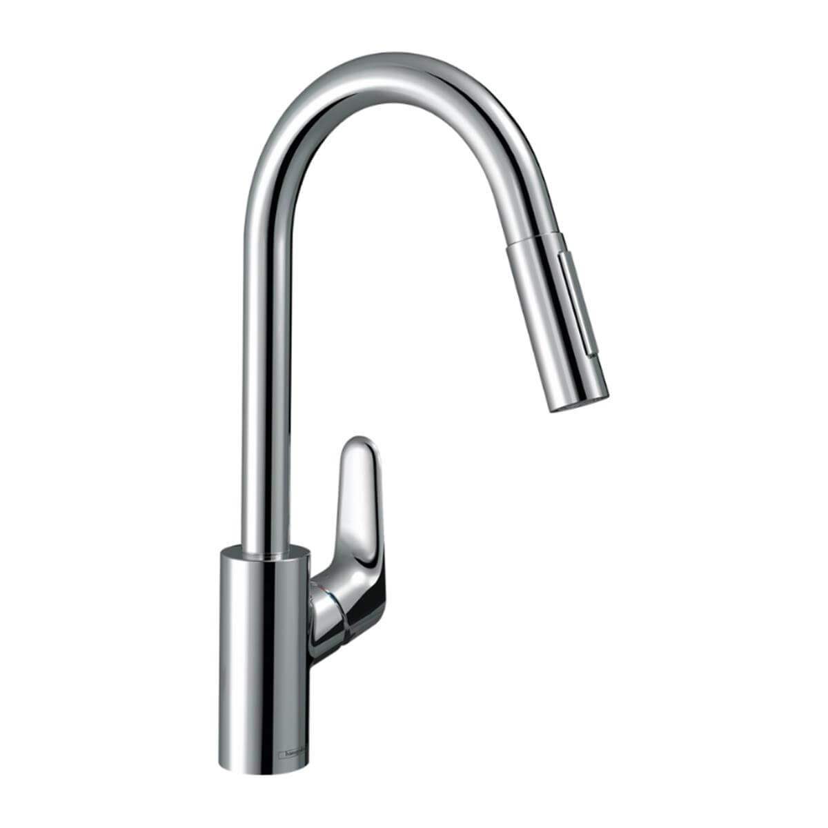 Hansgrohe Focus M41 Tek Kollu Eviye Bataryası 240, Çekilebilir El Duşu, 2jet Krom