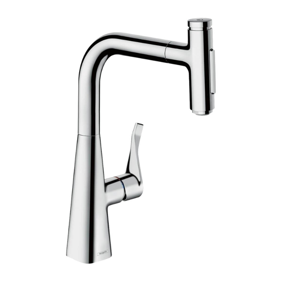 Hansgrohe Metris Select M71 Tek Kollu Eviye Bataryası 240, Çekilebilir El Duşu, 2jet, sBox Krom