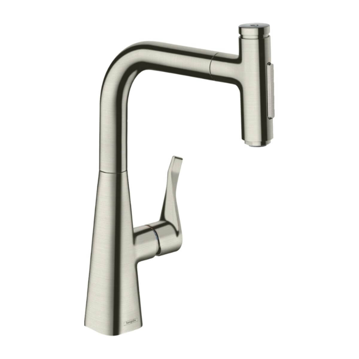 Hansgrohe Metris Select M71 Tek Kollu Eviye Bataryası 240, Çekilebilir El Duşu, 2jet, sBox Paslanmaz ÇElik