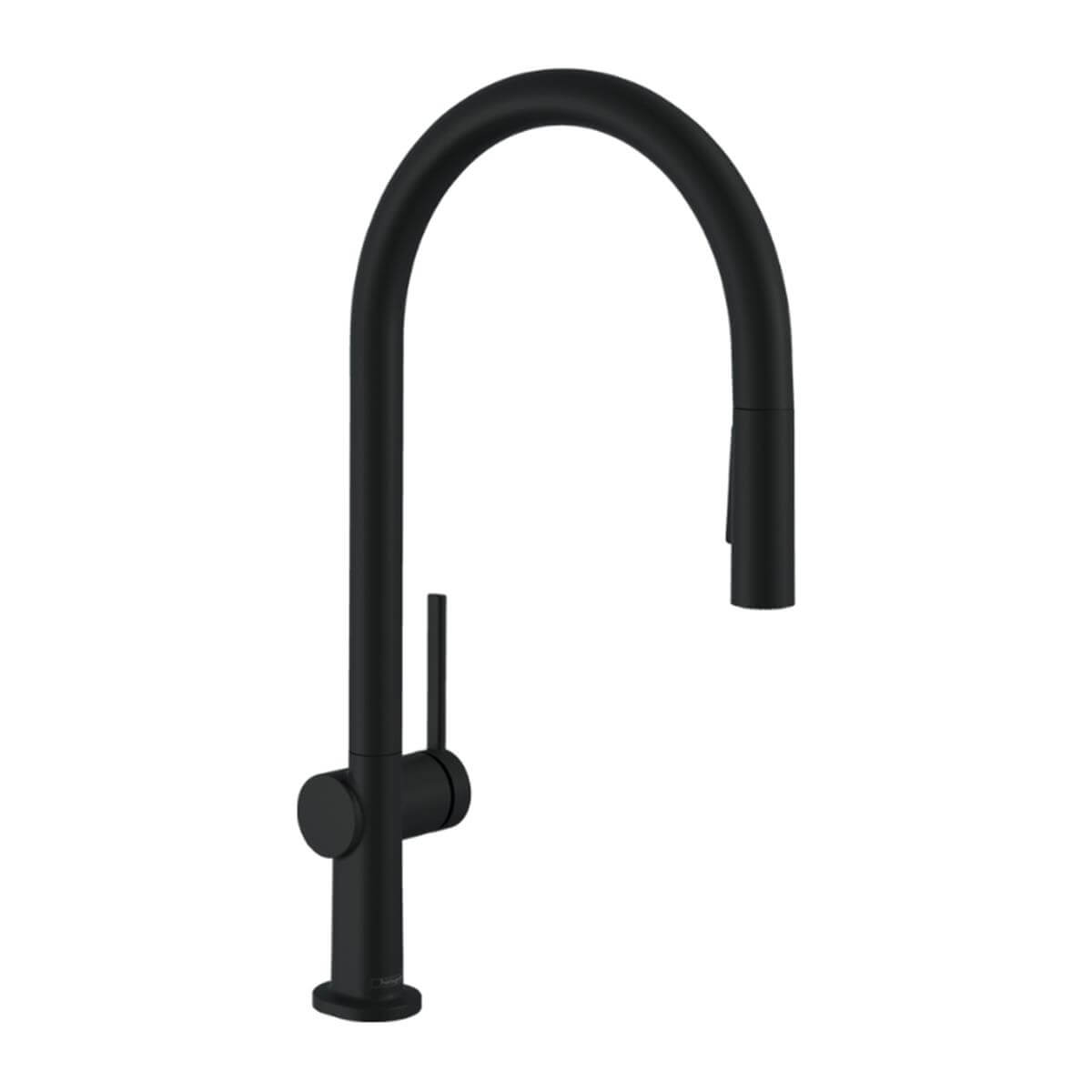 Hansgrohe Talis M54 Tek Kollu Eviye Bataryası 210, Çekilebilir El Duşu, 2jet Satin Siyah