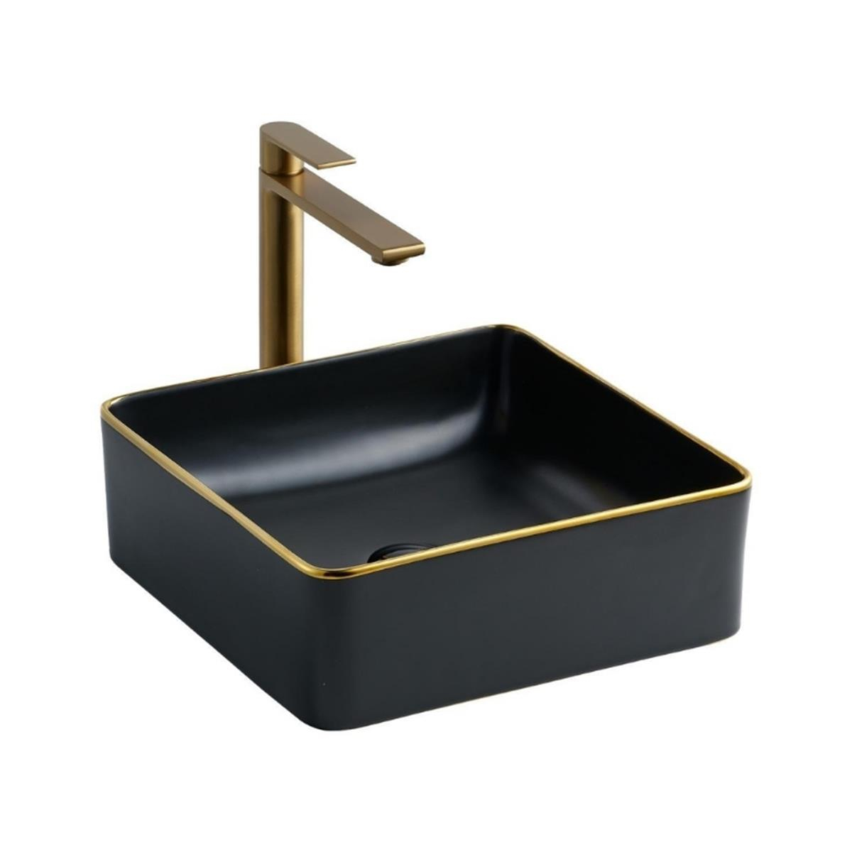 Lena E-4070S Tezgah Üstü Porselen Lavabo Siyah