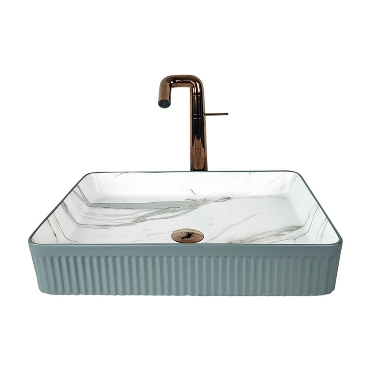 Pure Concept Marmo 50 cm Mat Gri Calacatta Tezgah Üstü Çanak Lavabo